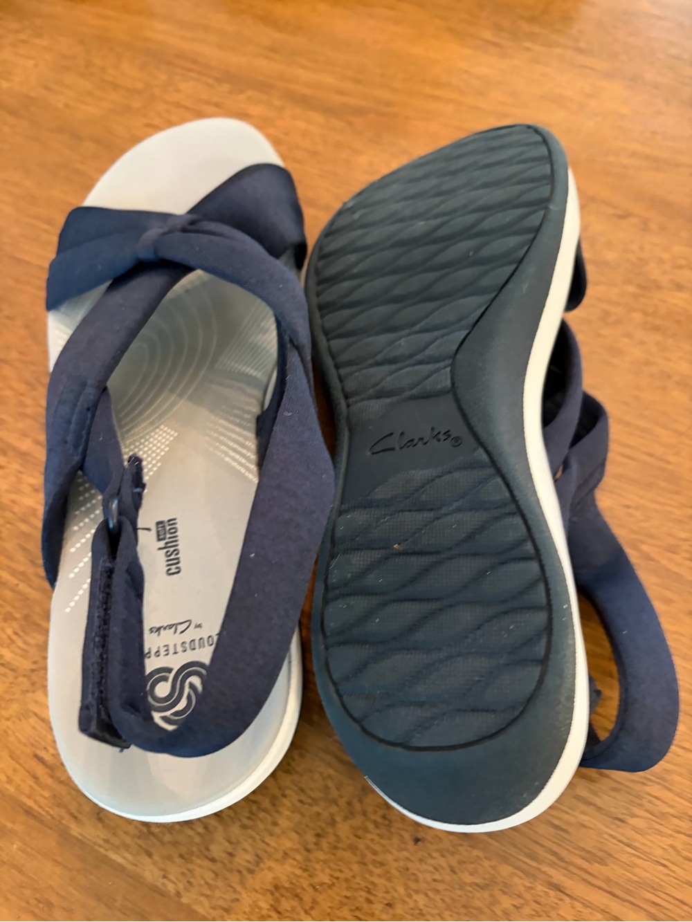 Clarks Navy Crisscross Slingback Sandals - Picture 6 of 6